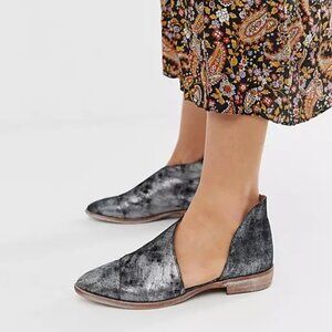 Free People Flat Royale D'orsays  in Onyx leather EU36 US6
